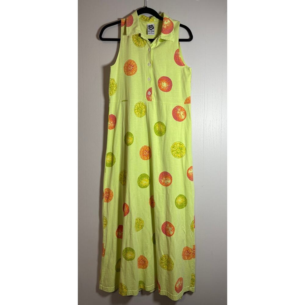 Zip Code 100% Cotton Small Sleeveless Collared Citrus Orange Maxi Dress